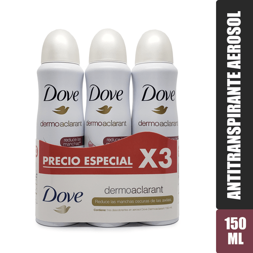 3 Pack Desodorante Dove Dermo Aclarant Aerosol - 450 ml