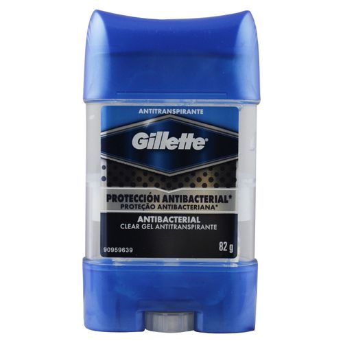 Antitranspirante Gillette Clear Antibacterial en Gel, 82 gr.