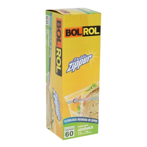Bolsa Bolrol Sandwich Doble Zipper - 60 Piezas