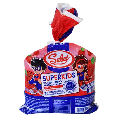 6 Pack Yogurt Salud Bolsa Fresa Kids - 125 ml