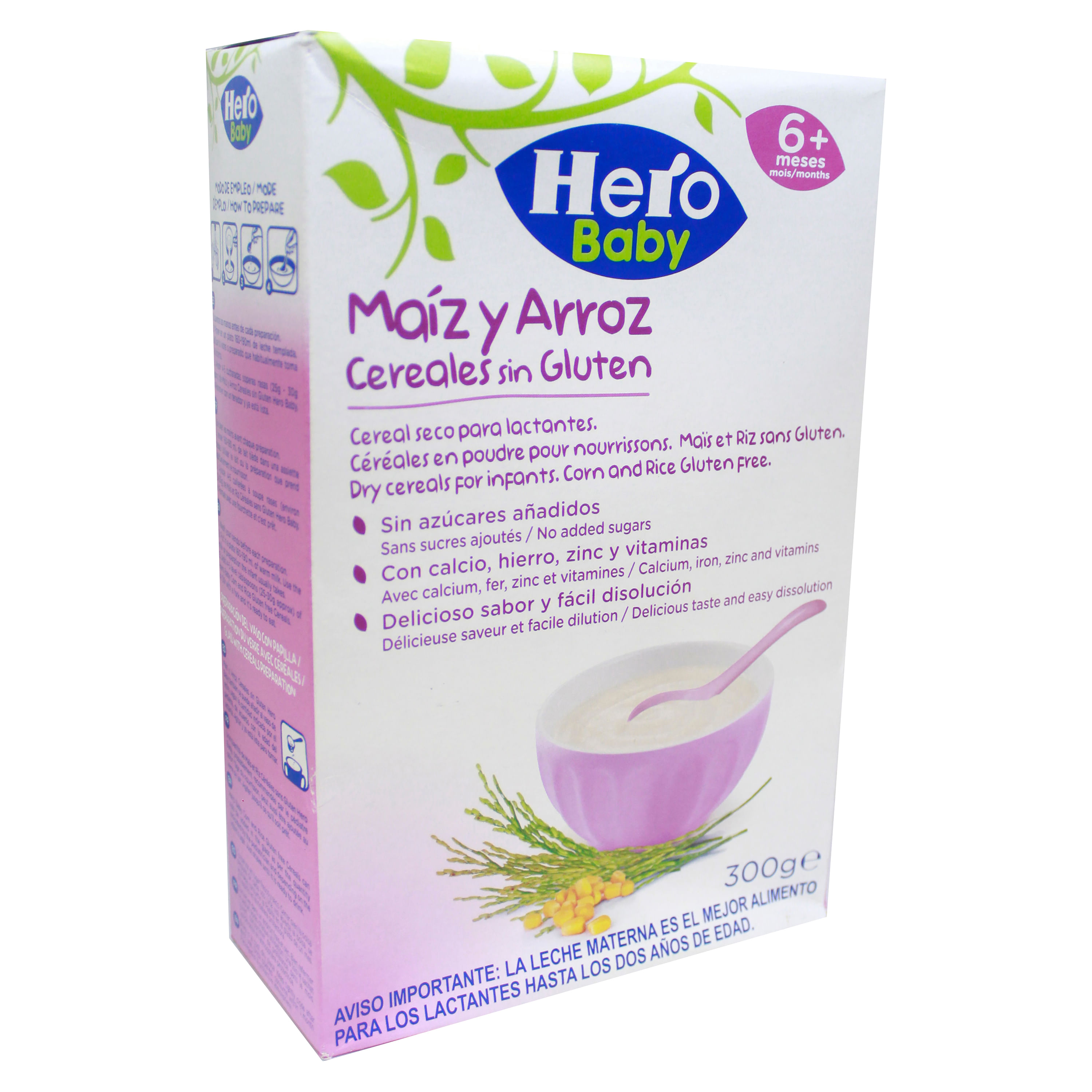 Hero Baby Papillas de Cereales sin Gluten y sin Azúcares Añadidos - Para  Bebés a Partir de los 4 Meses - Pack de 6 x 340 g : : Alimentación  y bebidas