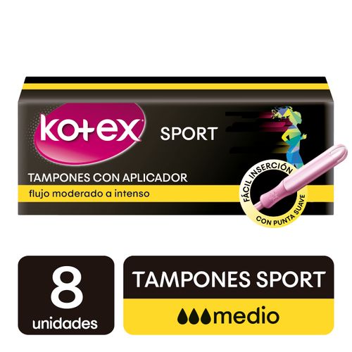 Tampones Kotex Sport Regular Con Aplicador  - 8Unidades
