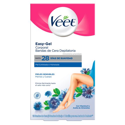 Bandas De Cera Fría EasyGelwax®  Veet Piel Sensible - 12Uds