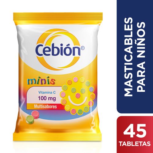 Cebión 100Mg Minis Tabletas Masticables De Vitamina C - 45 Unidades