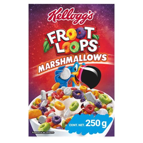 Cereal Kellogrgr's® Froot Loops® con Malvaviscos - Aritos de Maíz, Trigro y Avena con Sabor a Frutas - 1 Bolsa de 250 g
