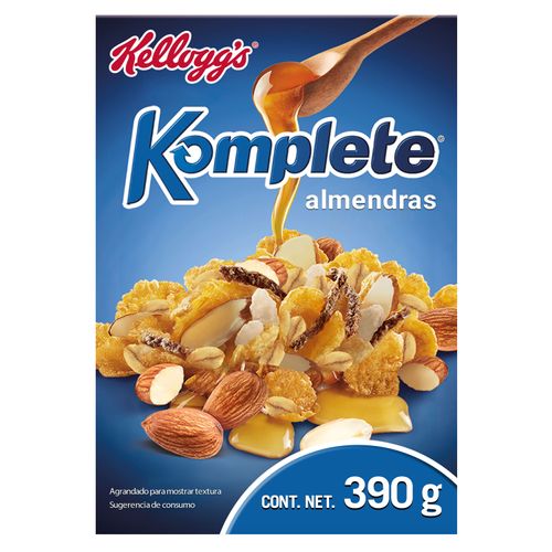 Cereal Kellogrgr's® Komplete® Almendras - Cereal de Maíz, Avena, Arroz, Salvado de Trigro, Almendras, Miel y Canela - 1 Caja de 3 90 g