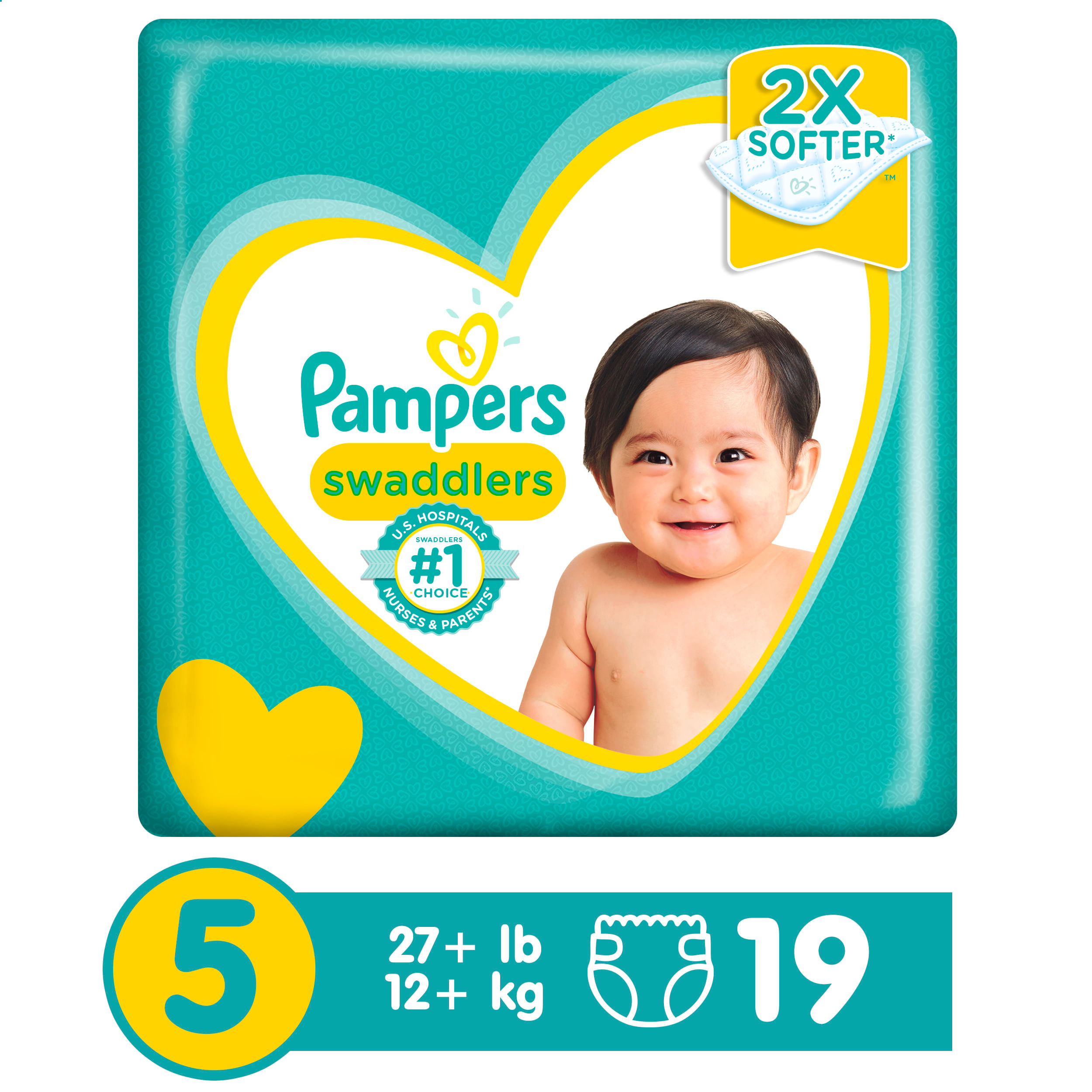 Pampers Swaddlers - Pañales desechables muy suaves para bebé talla 5, 132  unidades