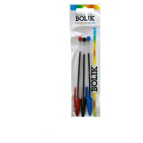 Boligrafos  Bolik Blister - 3 Colores
