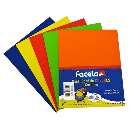 Papel Bond  Facela Colores  Surtidos Tamaño Carta -100 Hojas