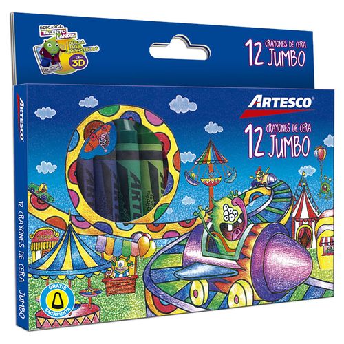 Crayones Artesco De Cera Jumbo-12 Colores