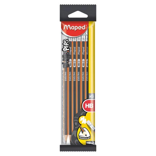 Lapiz De Grafito Maped Black Peps Hb Con Goma 852000 -6 Unidades