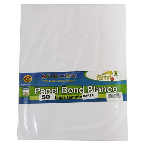 Hojas Bond Parrot Blancas Tamaño Carta -50 Unidades