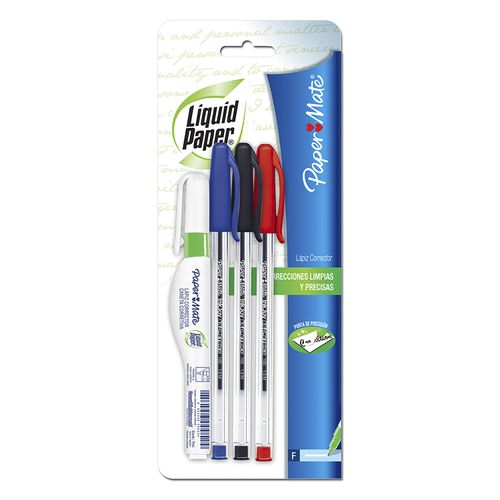 Set De Boligrafos Mas Un Corrector Liquido-3 Unidades