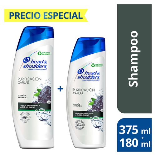 Kit Shampoo Head & Shoulders Purificación Capilar Carbón Activado 375Ml + 180Ml