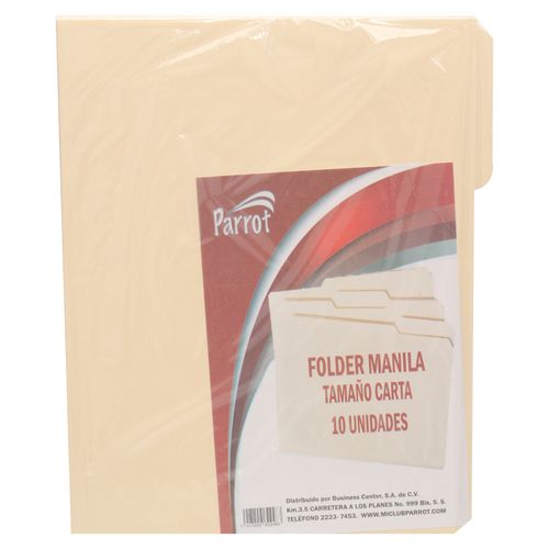 Folder Manila Parrot Tamano Carta- 10 Unidades