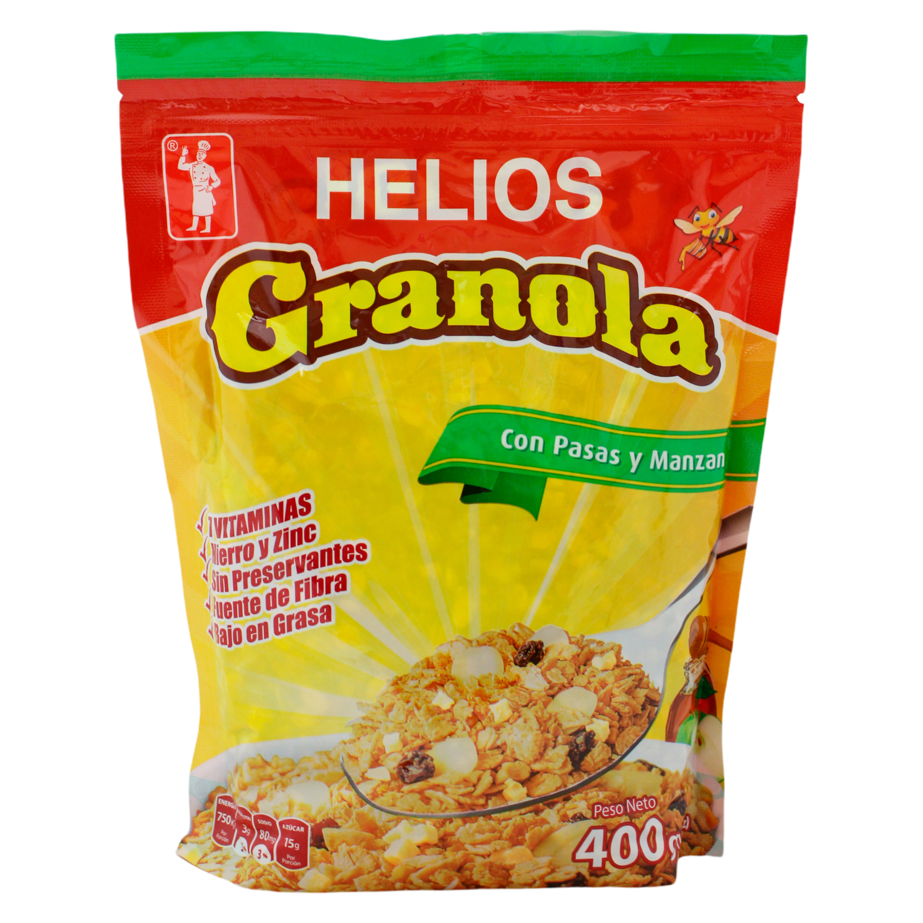 cereales de desayuno integrales en granola con 57% avena integral y miel