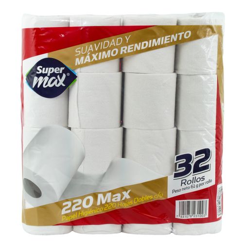 Papel Higienico Supermax 220 Hojas - 32 Rollos