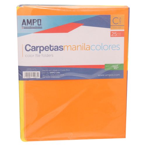 Folder Manila Carta Col Paq 25 Unid Ampo