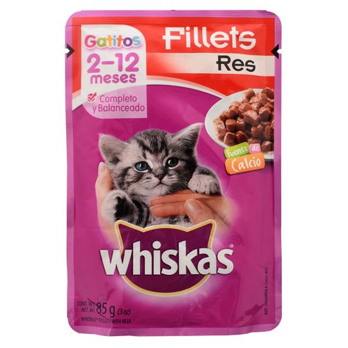 Alimento Húmedo Whiskas para Gatitos sabor Res - 85 g