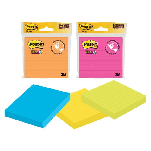 Notas Adhesivas Super Sticky, Post-it, Color Rio de Janeiro, 90 hojas