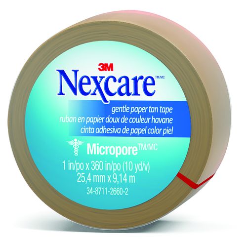 Cinta Primeros Auxilios Nexcare Micropore, Color Beige, 25.4 mm x 9 m