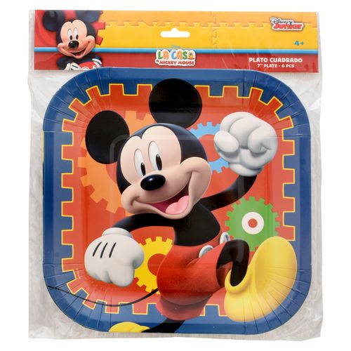 Plato Pastel Mickey 7 in - - 6 Unidades (1 in = 2.54 cm)