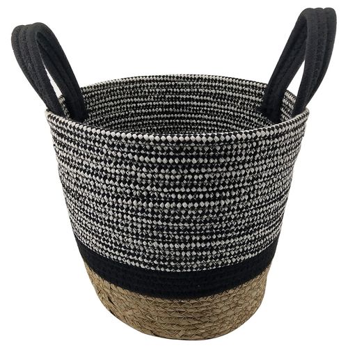 Maceta Tipo Canast Negra Beig 25X25 cm