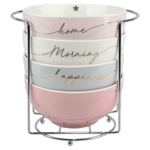 Set De 4 Bowl 5.5 in Porcelana Con Dos T (1 in = 2.54 cm)