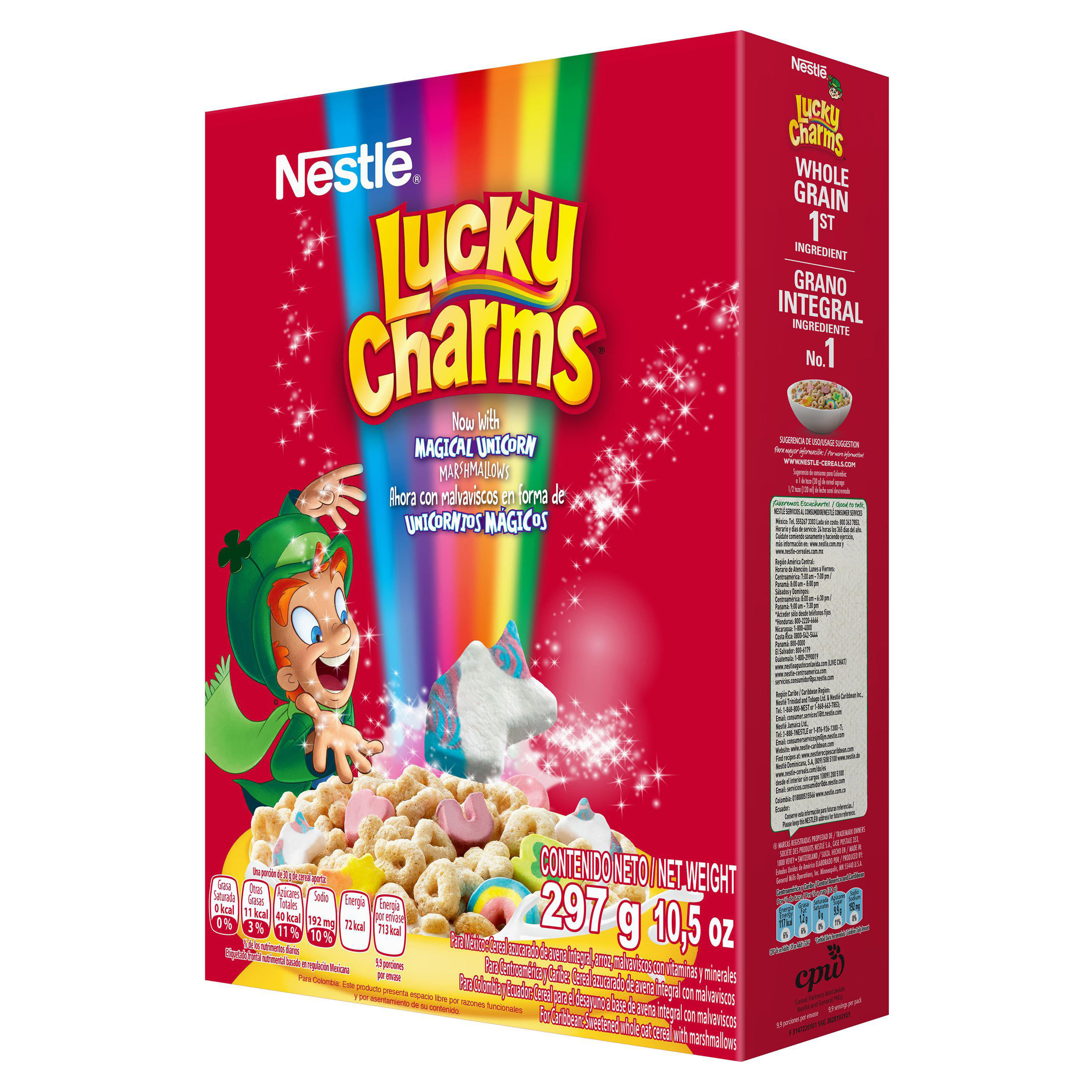 Lucky Charms Cereal con malvaviscos, cereales sin gluten hechos con grano  entero, tamaño familiar, 18.6 onzas (paquete de 2)