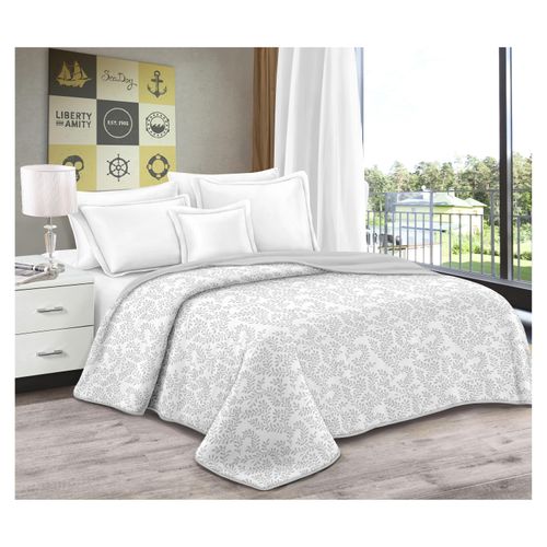 Set Cubrecama 3 Piezas Gris Estampada