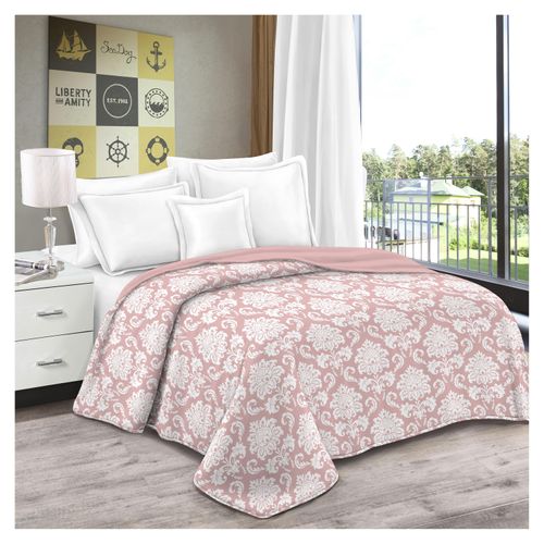 Set Cubrecama 3 Piezas Rosa Estampada