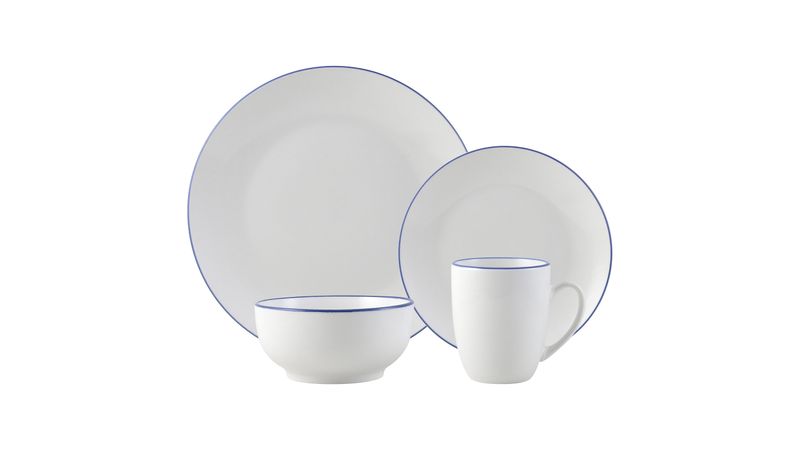 Vajilla 16 Piezas De Porcelana Blanco