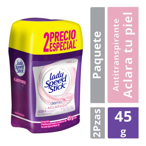 Desodorante Lady Speed Stick Derma + Aclarado Perla Barra 45 g 2 Pack