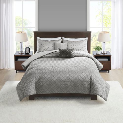 Edredon 5 Piezas Jacquard Queen Gris