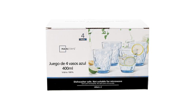 Juego 4 Vasos Rombos Cristal 400 Ml a precio barato