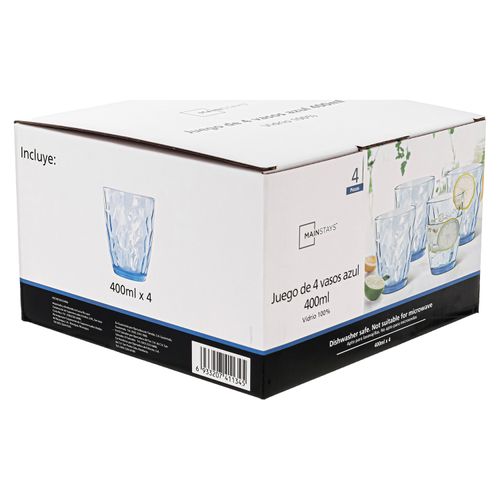 Set De 4 Vasos 405 ml De Vidrio Color