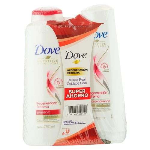 Dove Paquete Shampoo 750 ml y Acondicionador 450 ml Regenerador Extremo