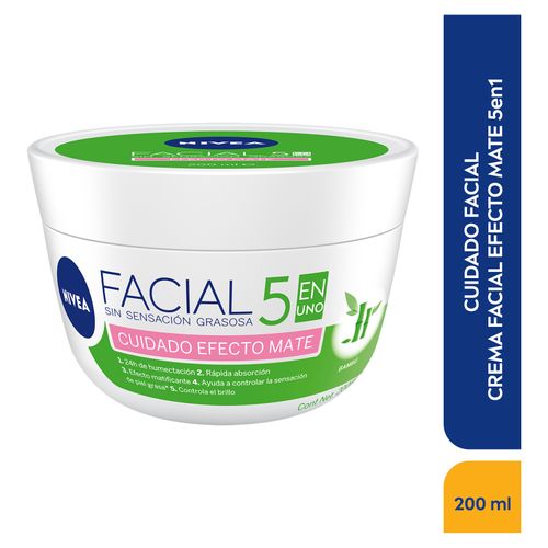 Crema Facial Nivea Cuidado Efecto Mate 5En1 -  200Ml