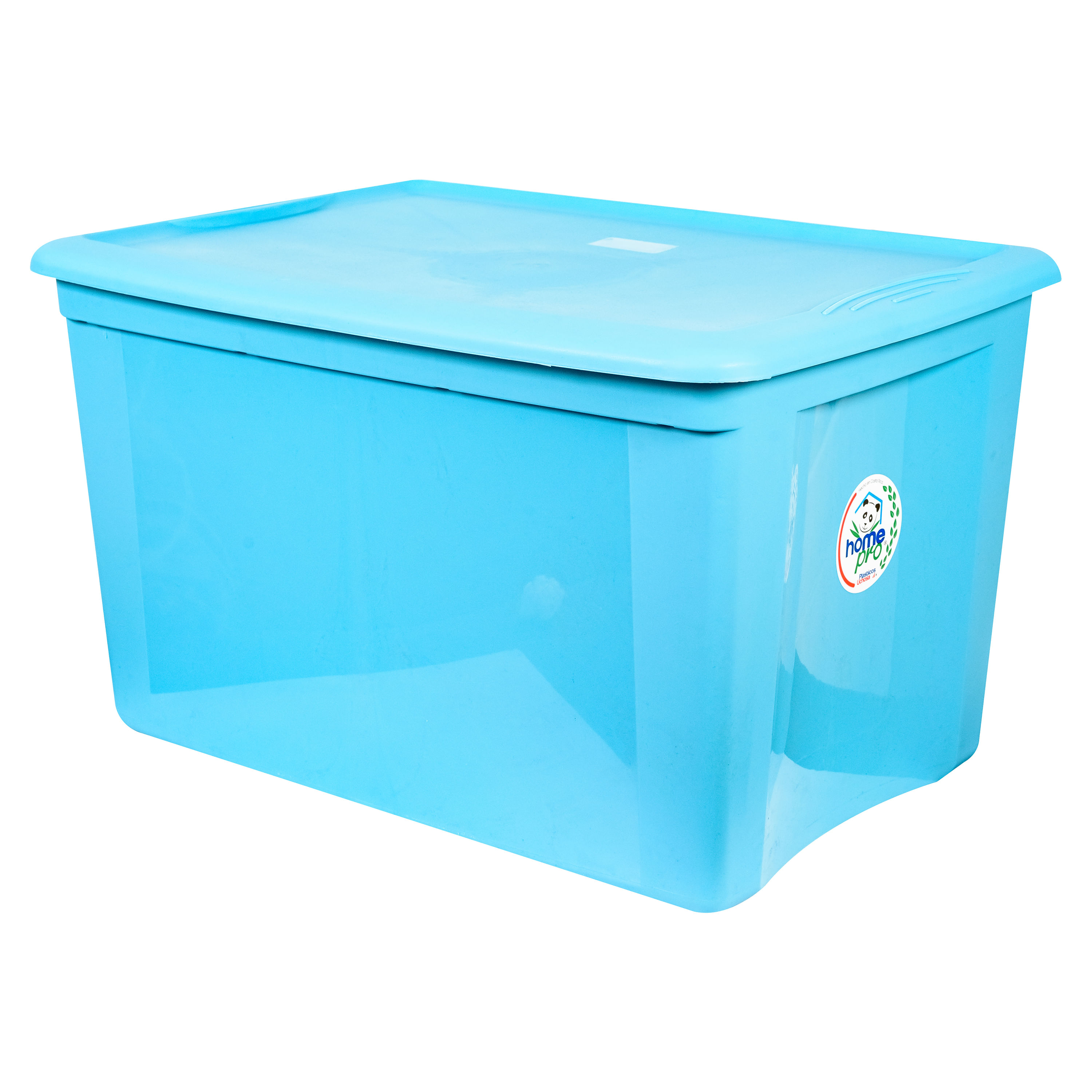 Denox - Caja transparente Eurobox 60 litros con ruedas y tapa azul. - Mazan