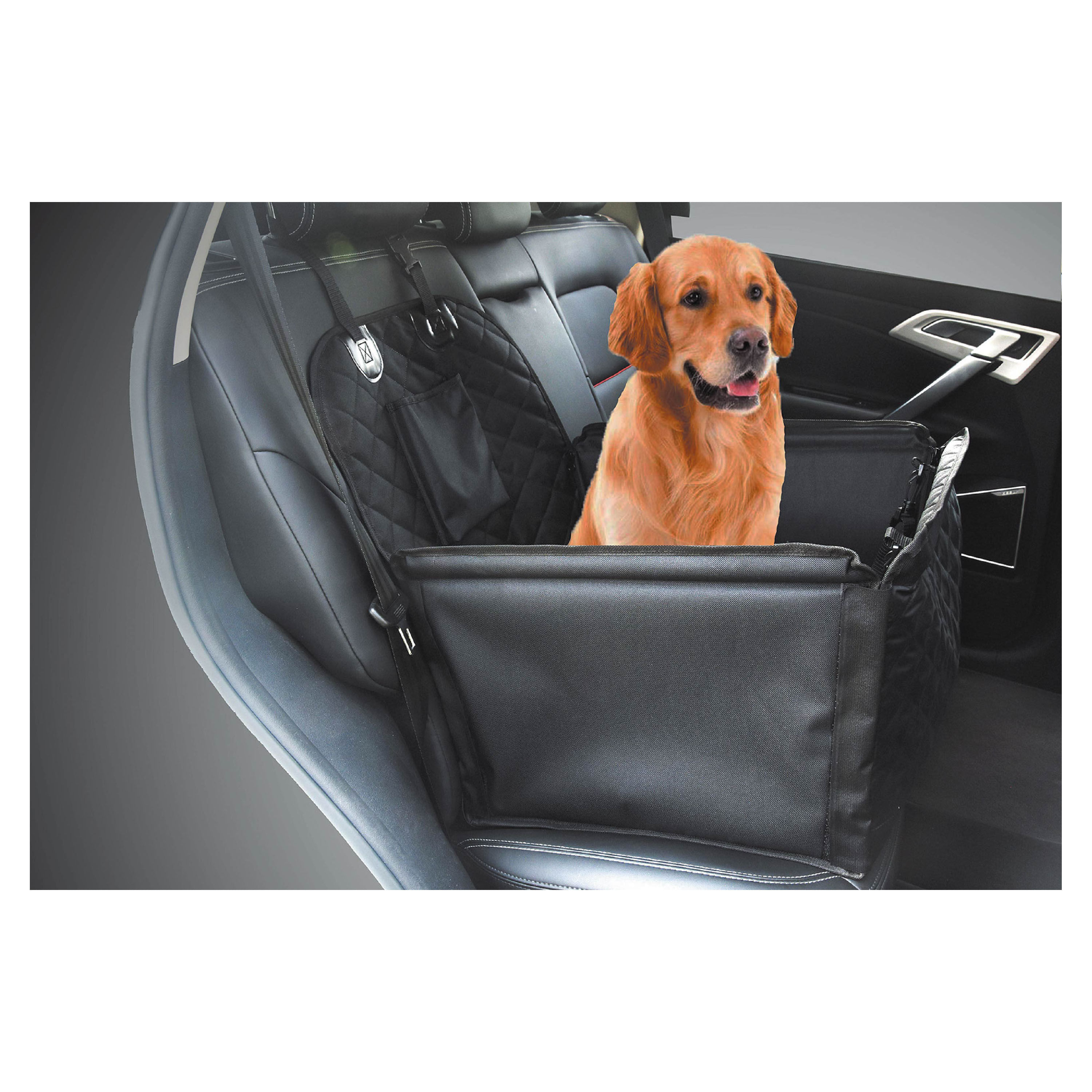  Cesta de coche para perro, asiento portátil para mascotas,  estructura resistente, impermeable, transpirable, con correa de seguridad  para vehículos (negro) : Productos para Animales