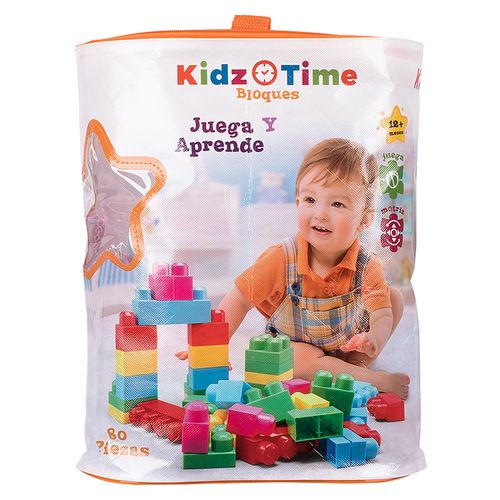 Bolsa de bloques, Kidz Time,  80 piezas. Modelo: B180514