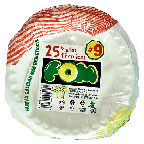 Plato Bodepa Fom Termico No9 Lisa - 25 Unidades