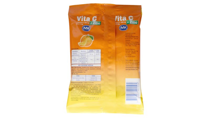 Mk Vitamina C Naranja Zinc 500 Mg 