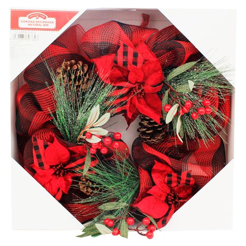 Corona Holiday Time Decorada natural
