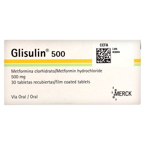 Glisulin Merck 500 mg - Precio indicado por Unidad