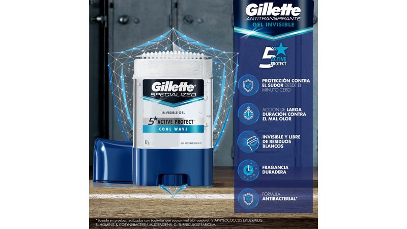 Gillette Desodorante antitranspirante para hombres, aroma Cool Wave,  cuentas de poder de gel transparente, 2.85 onzas (paquete de 3)