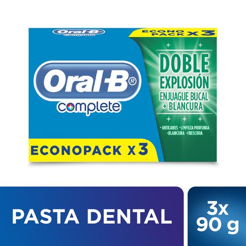 Pasta Dental Oral-B Complete Doble Explosión Menta Refrescante 66Ml/ 90G - 3 Unidades