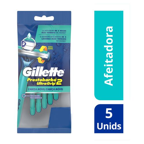 Máquinas Para Afeitar Desechables Gillette Prestobarba Ultragrip2 - 5 Unidades