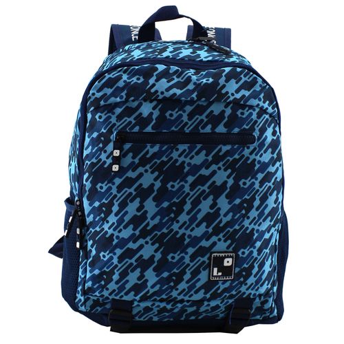 Mochila Juvenil Yolo Con Malla En Laterales Para Botella Estampado Celeste