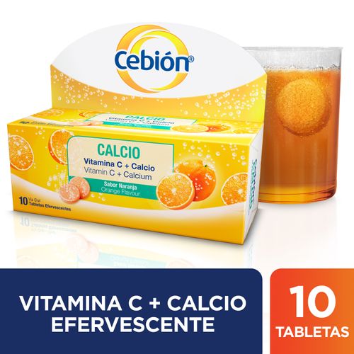Cebión Tabletas Efervescentes De Vitamina C + Calcio - 10 Unidades